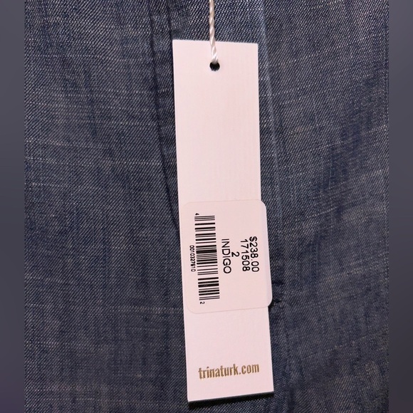 NWT Trina Turk Women's Filipe Frayed Chambray Pants- Indigo/Size 2 - Picture 11 of 12